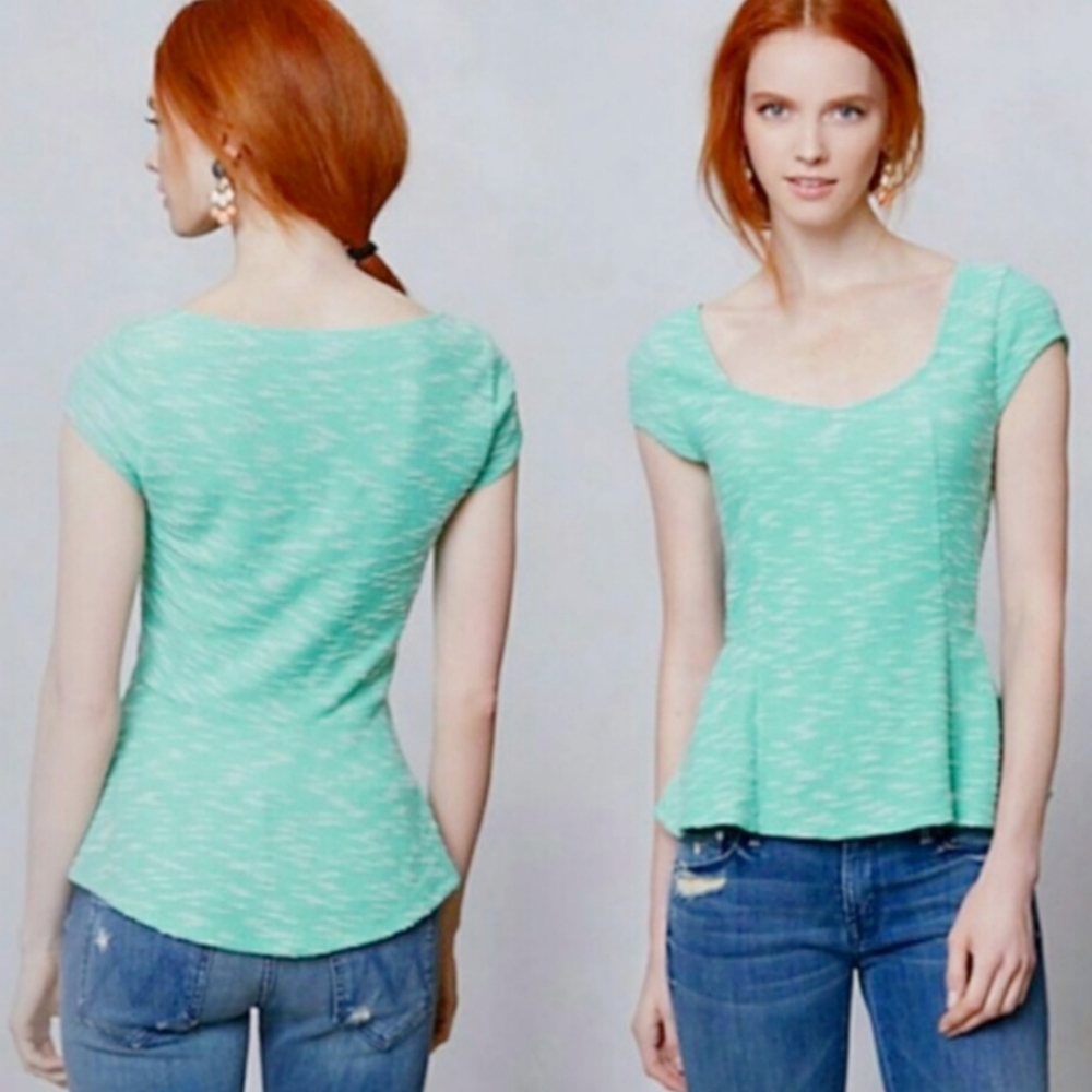 Anthropologie Postmark Endash Boucle Peplum Top